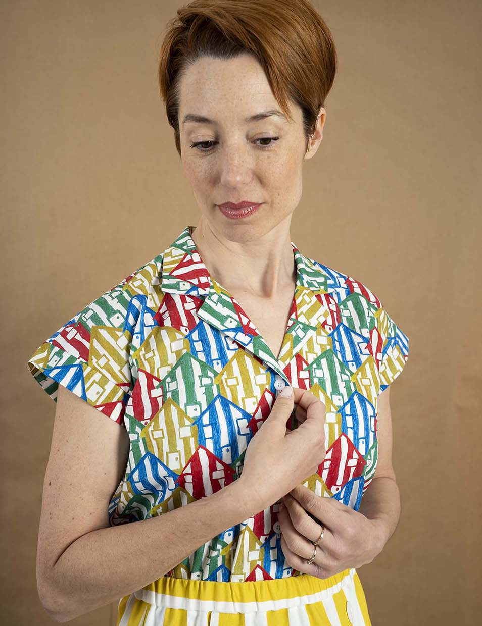 Camisa mujer "casitas de playa" - Junito's Closet